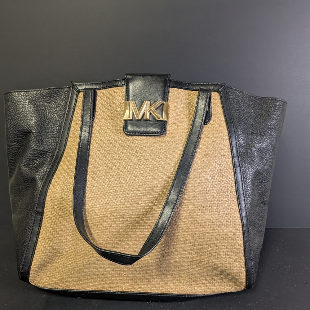 Michael Kors Black and Tan Tote Bag